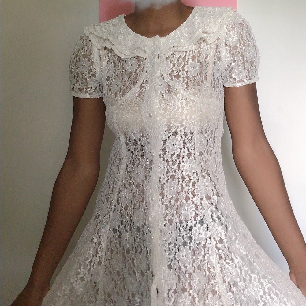 Vintage Lace Button Down Dress